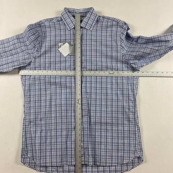 NWT Hickey Freeman Contemporary Fit Shirt Mens 17  32/33 Navy Check Pima Cotton - Picture 10 of 15